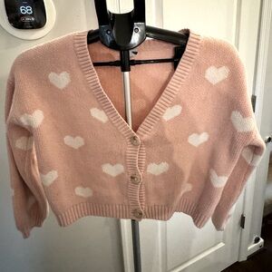 Pink heart Valentine’s cardigan sweater